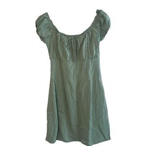 Lulu's Wisteria Sage Green Dress with Lace Detail - size M
